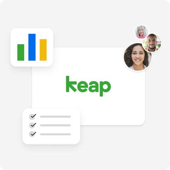 An image of Keap CRM logo and screen shots